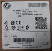 Allen-bradley 25B-d017N104 Ser A Power Flex 525 Ac Drive 7.5Kw 10Hp Sealed Pack