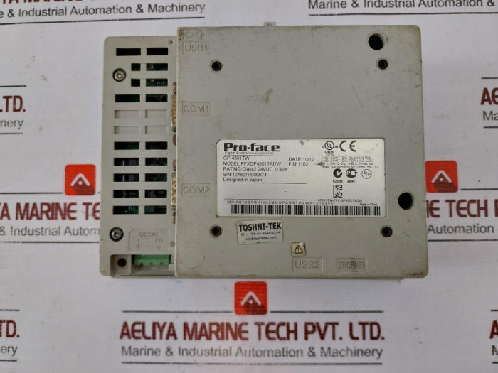 Pro-face Pfxgp4301Tadw Gp-4301Tw Hmi 24Vdc 0.43A (Not Working)