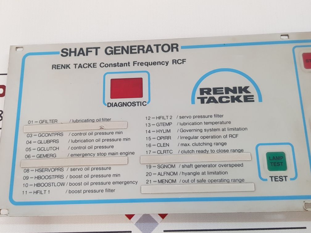 Renk Tacke 1957540B Shaft Generator 1957536/1A (Not Working)
