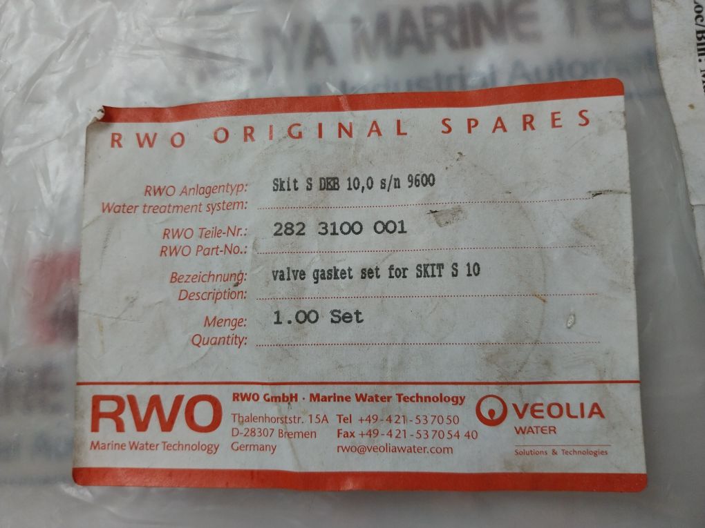 Rwo 2823100001 Gasket Set For Piston Valve 5936302501