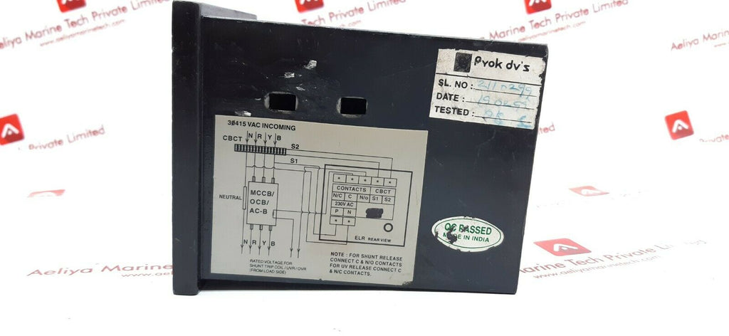 Prok dvs earth leakage relay – Aeliya Marine