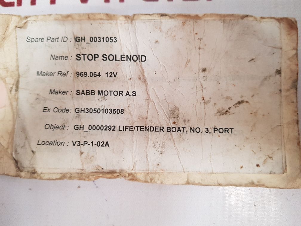 Sabb Motor 969.064 Stop Solenoid