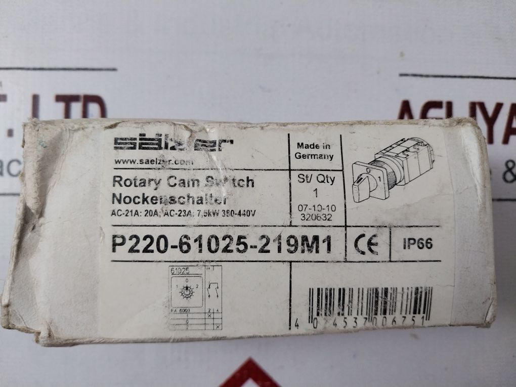 Salzer P220-61025-a01 Rotary Cam Switch