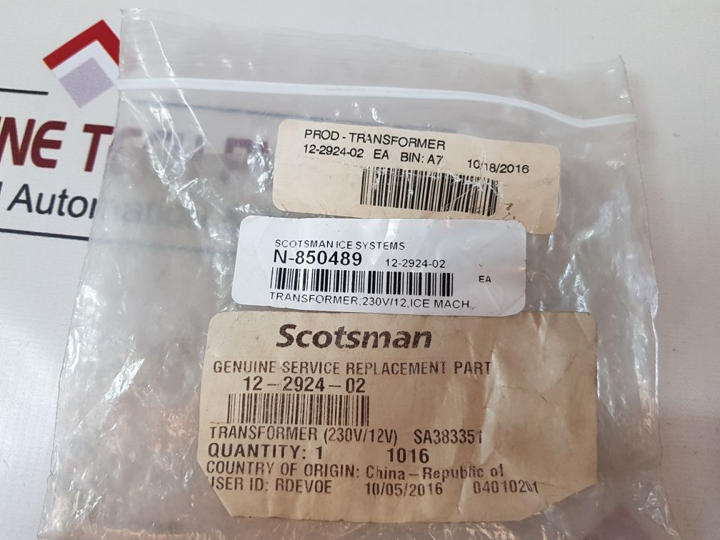 Scotsman 12-2924-02 Transformer(230V/12V)