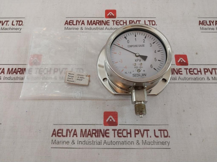 Seonjin Sts100*B Compound Pressure Gauge -4 To 6 Kpa