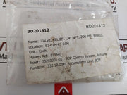 Shimmer St25 1/4 Npt Relief Valve 32.10.0001 Accumulator Unit  819647