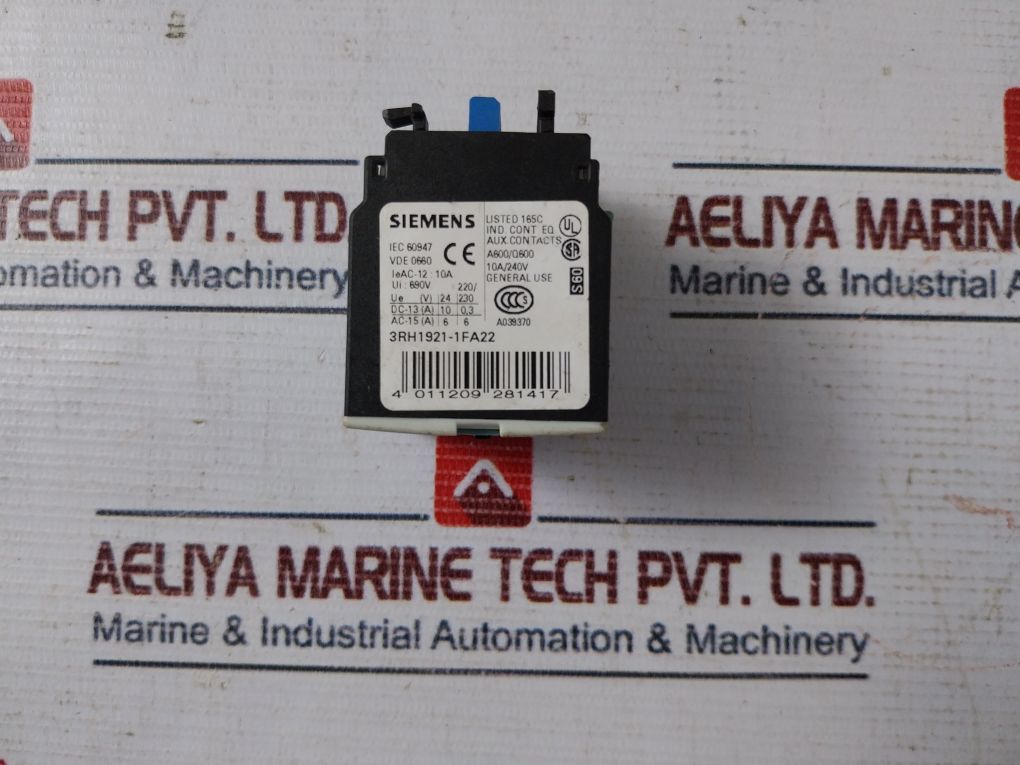 Siemens 3Rh1921-1Fa22 Front Mount Auxiliary Contactor Block 690V