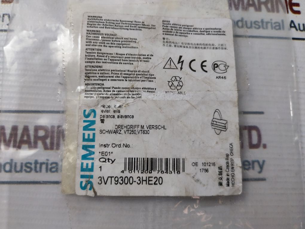 Siemens 3Vt9300-3He20 Black Rotary Handle With Lock