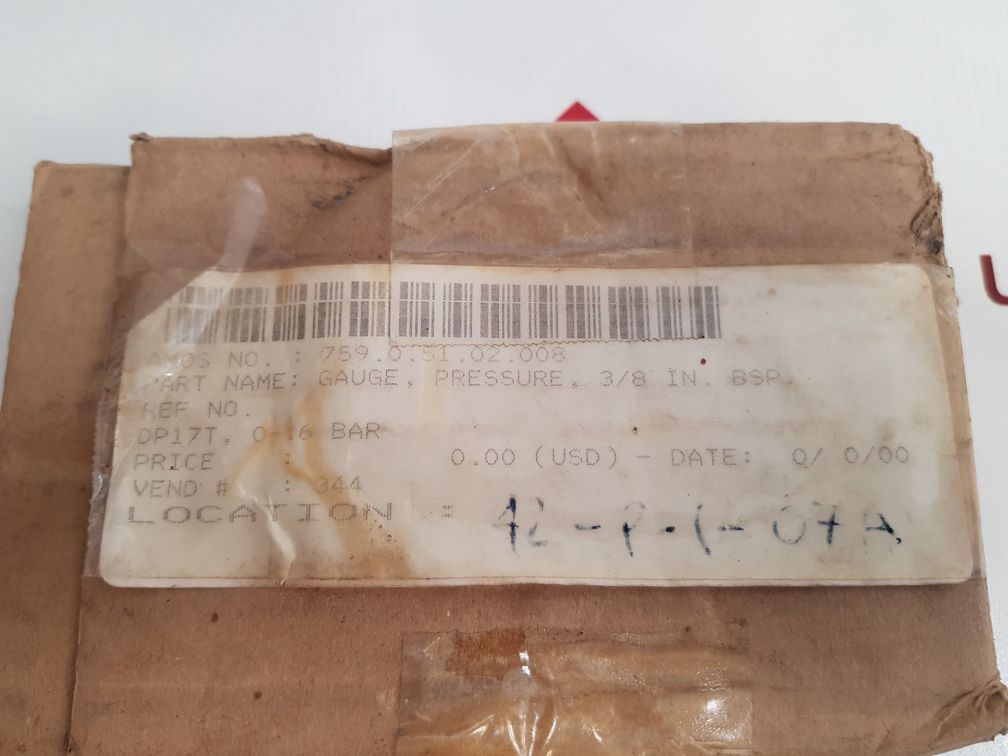 Spirax Sarco 759.0.51.02.008 Pressure Gauge