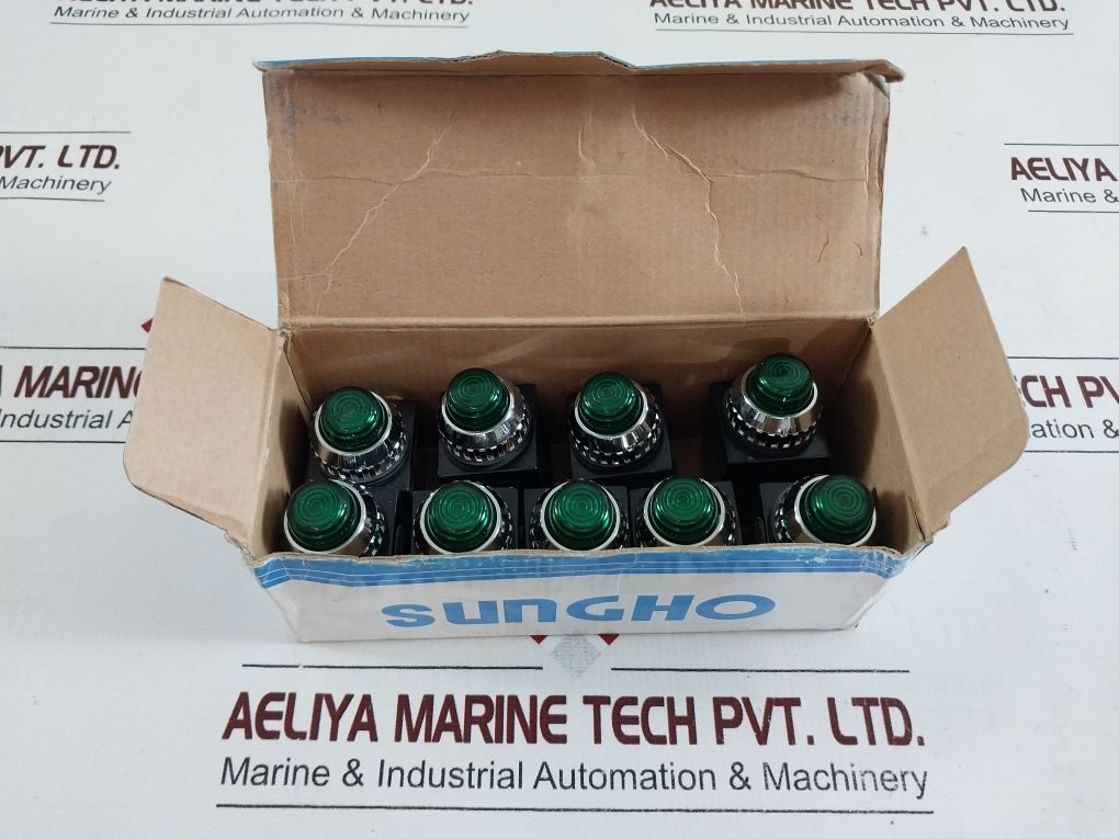 Lot Of 9X Sungho Pr25P-4L(Led Type) Signal Lamp Green