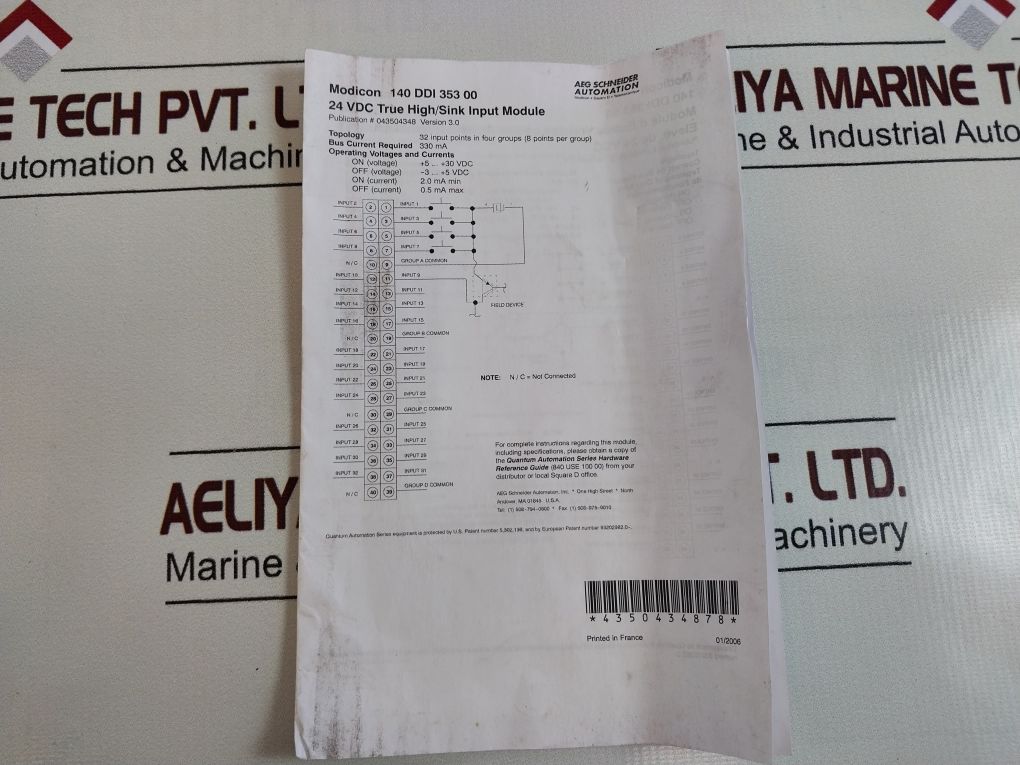 Telemecanique/Schneider 140Ddi35300 Input Module 24Vdc