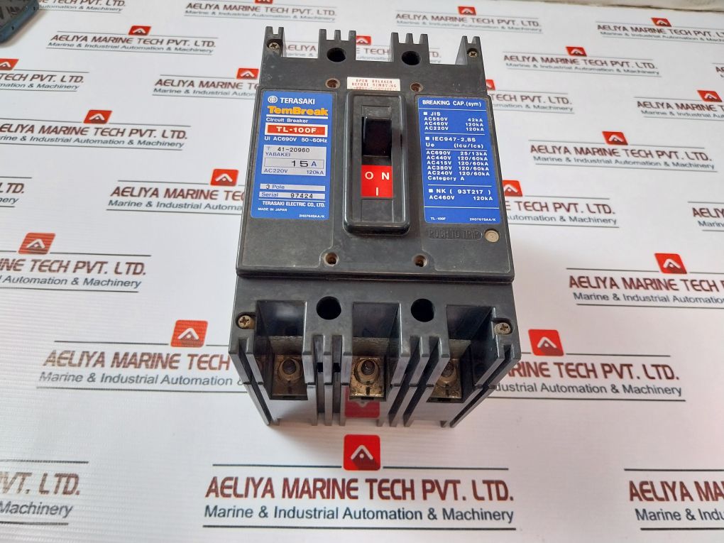 Terasaki Electric Tl-100F Tembreak Circuit Breaker 15A 3 Pole 200-480V 50-60Hz
