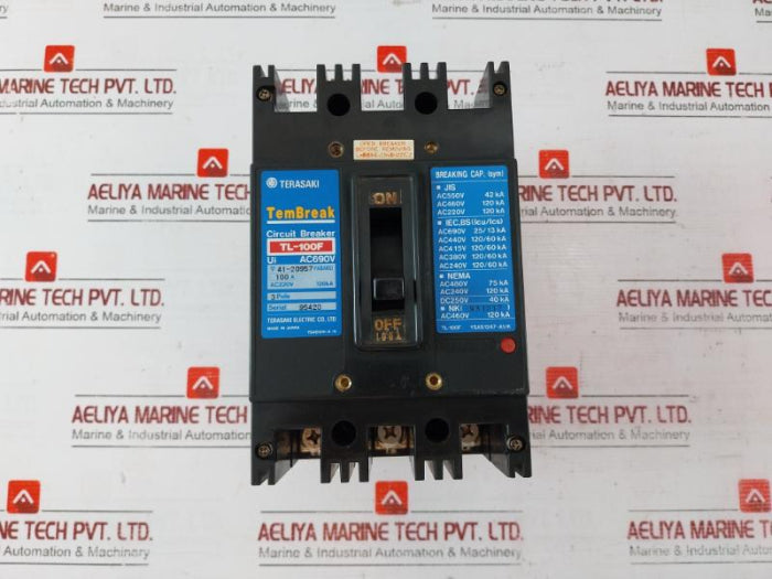 Terasaki Electric Tembreak Tl-100F Circuit Breaker 3 Pole Ac690V 100A 200-480V
