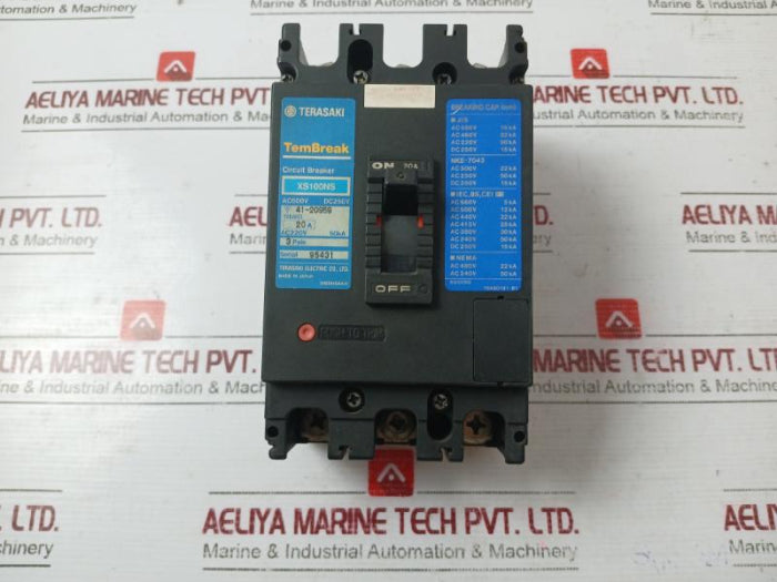 Terasaki Electric Xs100Ns 3 Pole Circuit Breaker Ac 600V Dc 250V 20A 200-480V