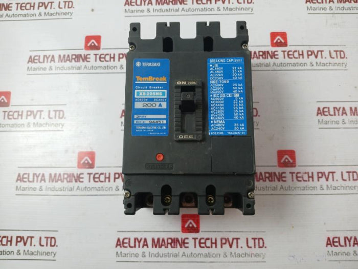 Terasaki Electric Xs225Ns Tembreak Circuit Breaker 3 Pole Ac 600V Dc 250V 200A