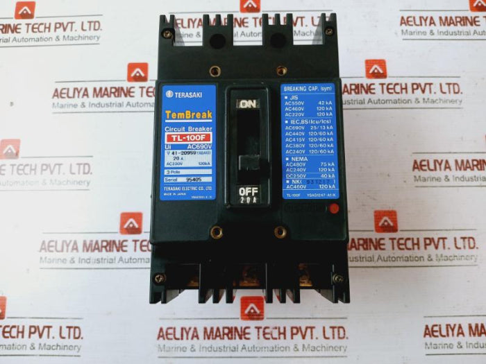 Terasaki Tl-100F Tembreak 3 Pole Circuit Breaker Ac690V 200-480V 50/60Hz 20A