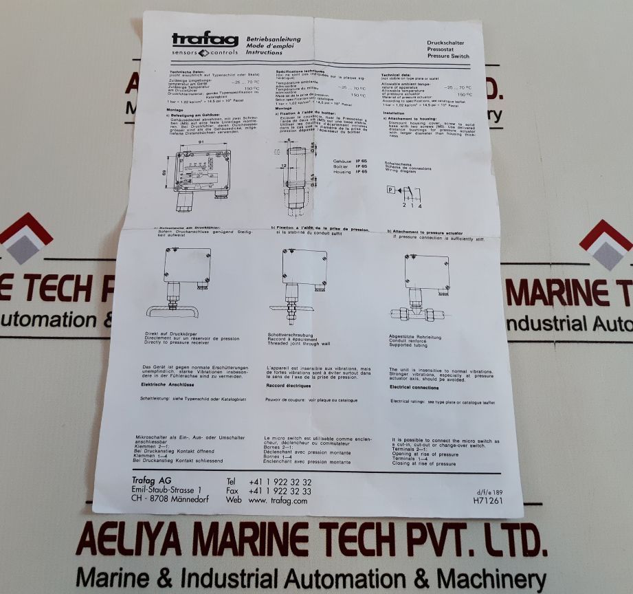 Trafag 900.2377.903 pressure switch