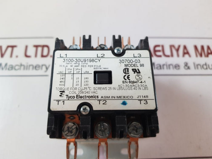 Tyco electronics 3100-30u9198cy contactor 