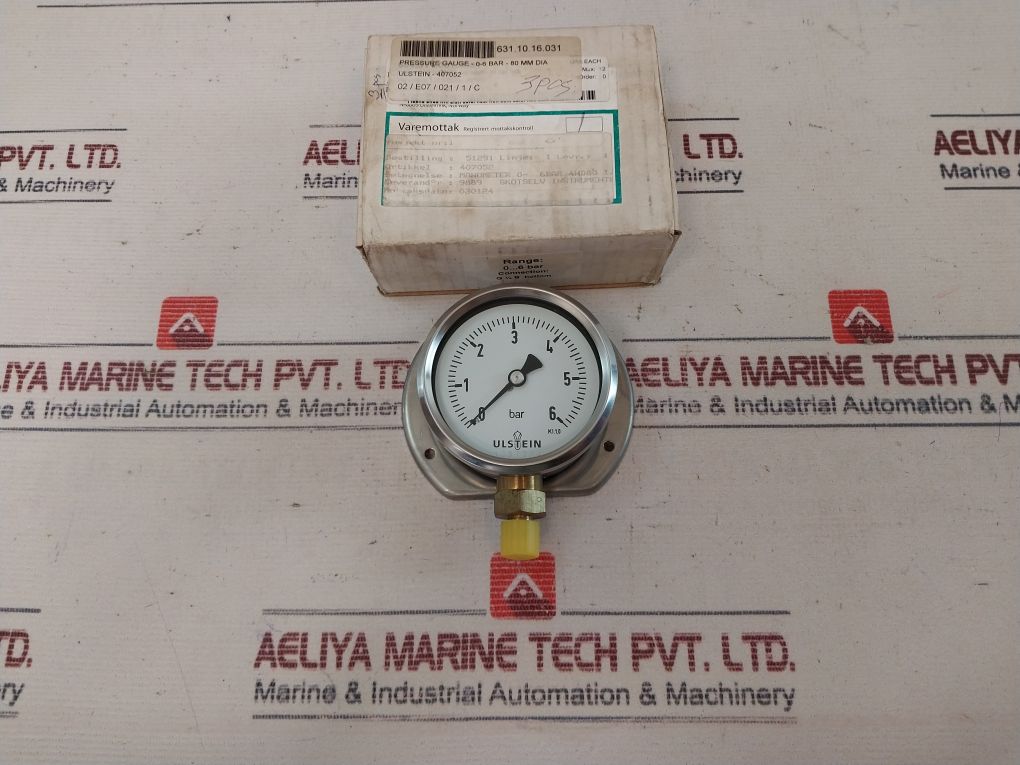 Ulstein 0-6 Bar Pressure Gauge 80 Mm Dia