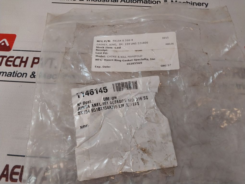 Vanco Bx154 S 316-4 Gasket Ring Bx-154 Uns S31600