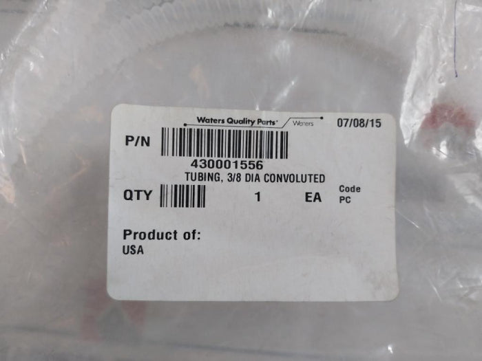 Waters 430001556 Tubing, Convoluted, Cuff At One End, 3/8 In X 72 In