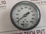 Weiss 0-200 Psi Pressure Gauge Back Panel Mount