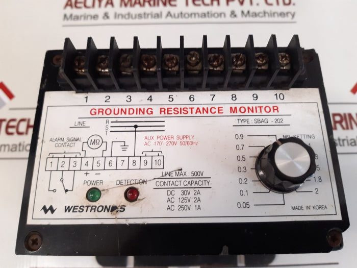 Westronics Sbag-202 Grounding Resistance Monitor Ac 170-270V