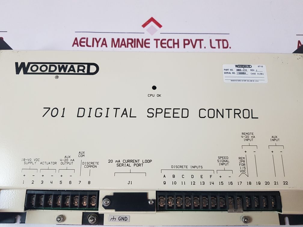 Woodward 701 Digital Speed Control 9905-214